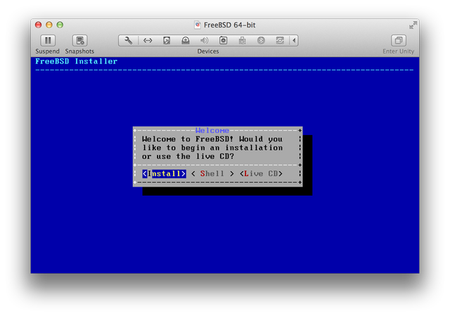 FreeBSD installer Welcome screen